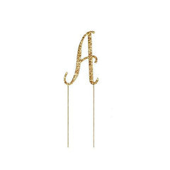 Rhinestone Cake Toppers Gold Monogram Letter and Number Design - Stylish Wedding Cake Decorations 2.5"