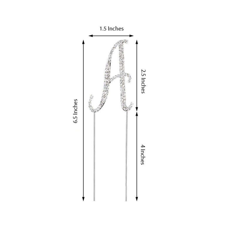 Rhinestone Cake Toppers Silver Monogram Letter and Number Design - Decorative Wedding Cake Decorations 2.5"