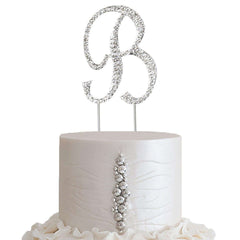 Rhinestone Cake Toppers Silver Monogram Letter and Number Design - Decorative Wedding Cake Decorations 2.5"