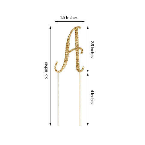 Rhinestone Cake Toppers Gold Monogram Letter and Number Design - Stylish Wedding Cake Decorations 2.5"