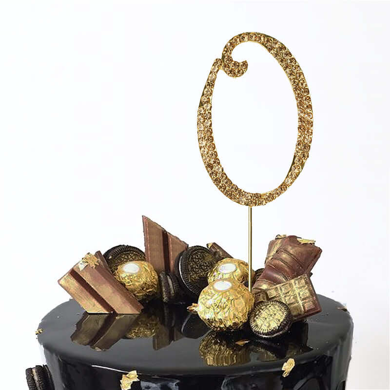 Rhinestone Cake Toppers Gold Monogram Letter and Number Design - Stylish Wedding Cake Decorations 2.5"