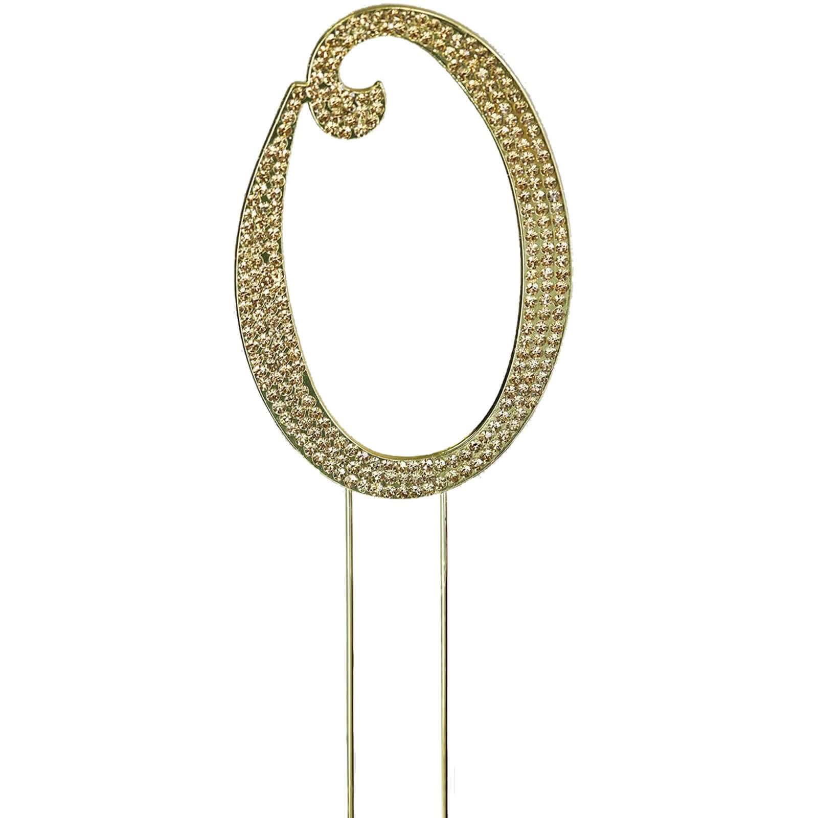 Rhinestone Cake Toppers Gold Monogram Letter and Number Design - Stylish Wedding Cake Decorations 2.5"