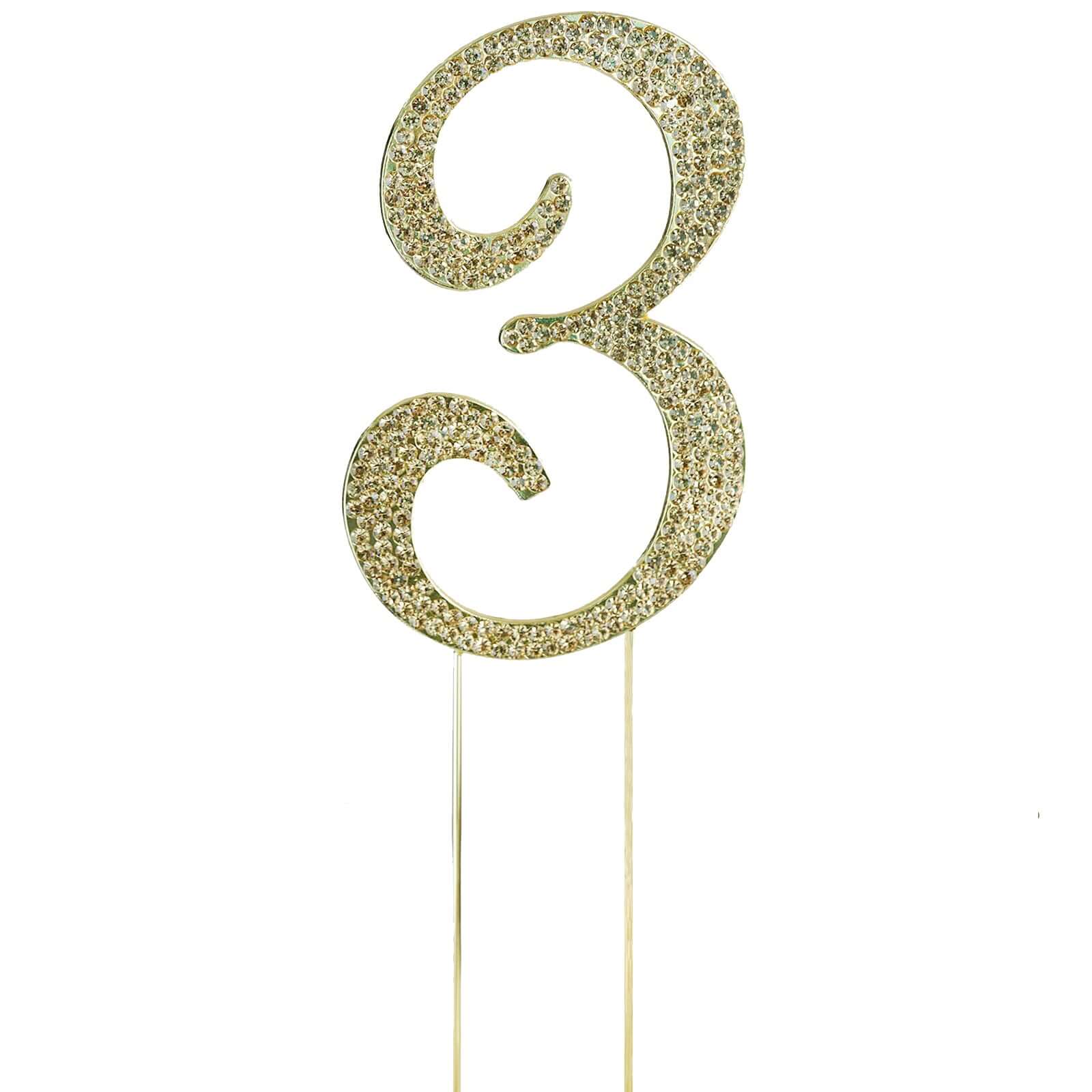 Rhinestone Cake Toppers Gold Monogram Letter and Number Design - Stylish Wedding Cake Decorations 2.5"
