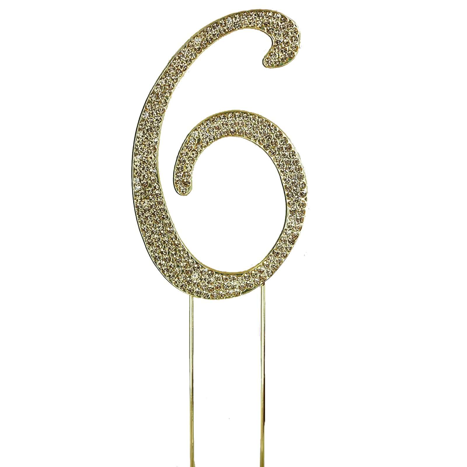 Rhinestone Cake Toppers Gold Monogram Letter and Number Design - Stylish Wedding Cake Decorations 2.5"