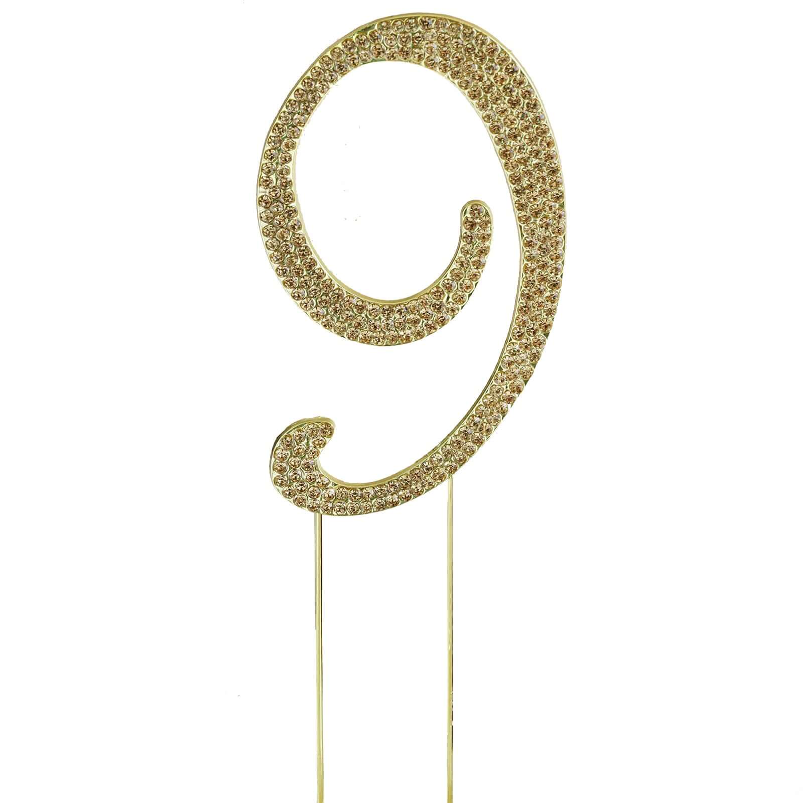 Rhinestone Cake Toppers Gold Monogram Letter and Number Design - Stylish Wedding Cake Decorations 2.5"