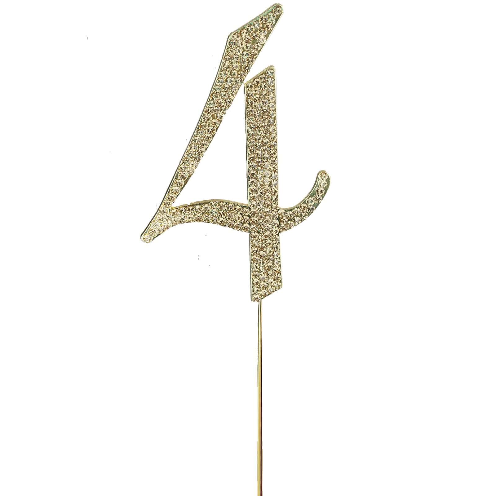 Rhinestone Cake Toppers Gold Monogram Letter and Number Design - Stylish Event Cake Decorations 4.5"