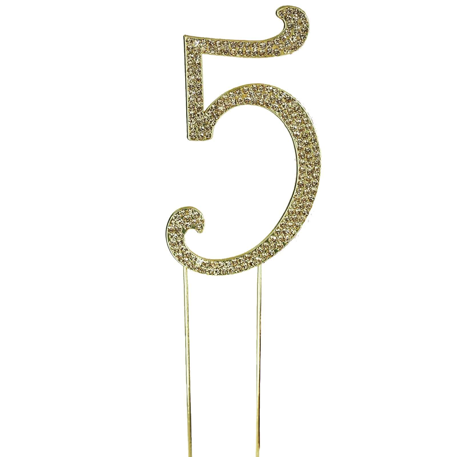 Rhinestone Cake Toppers Gold Monogram Letter and Number Design - Stylish Event Cake Decorations 4.5"