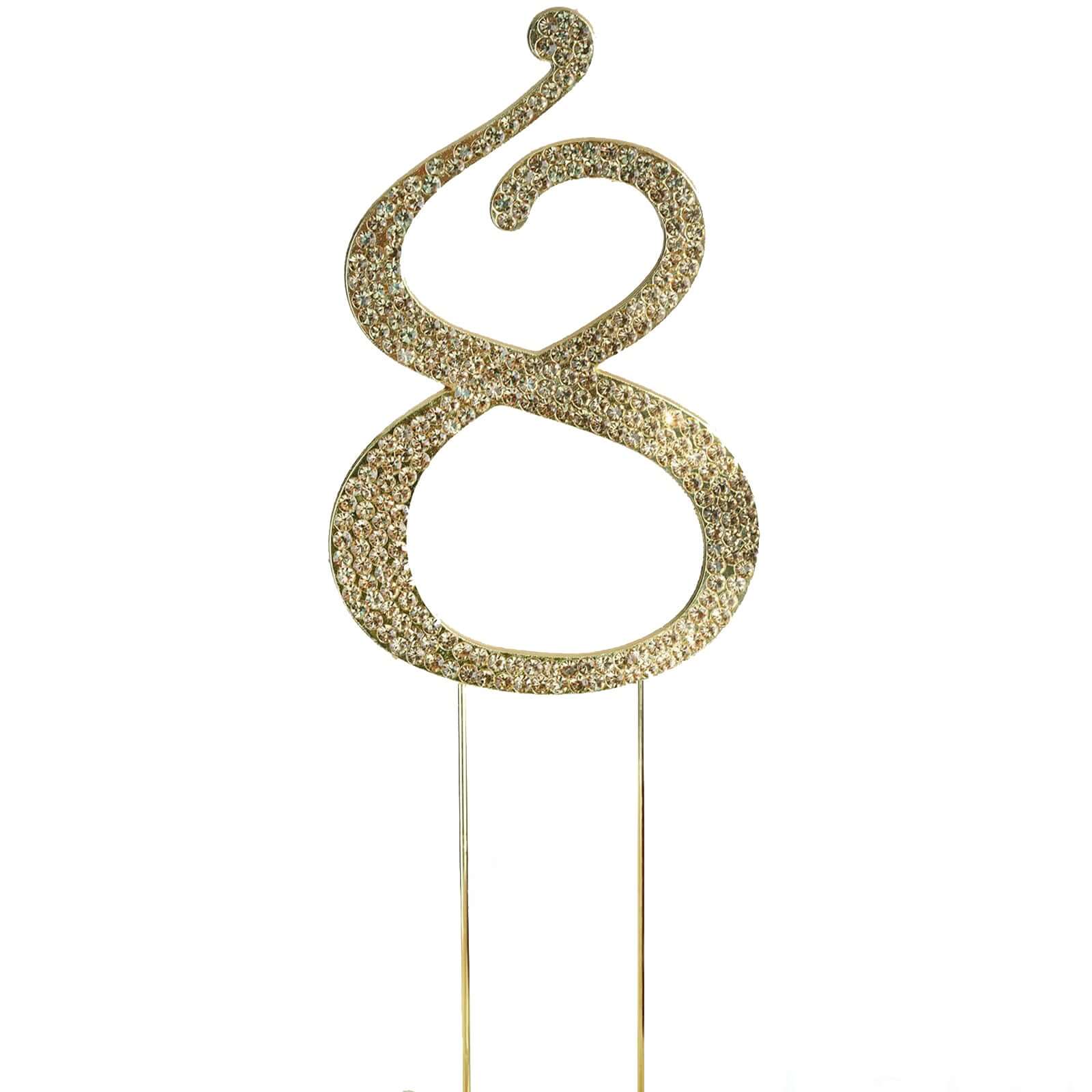 Rhinestone Cake Toppers Gold Monogram Letter and Number Design - Stylish Event Cake Decorations 4.5"