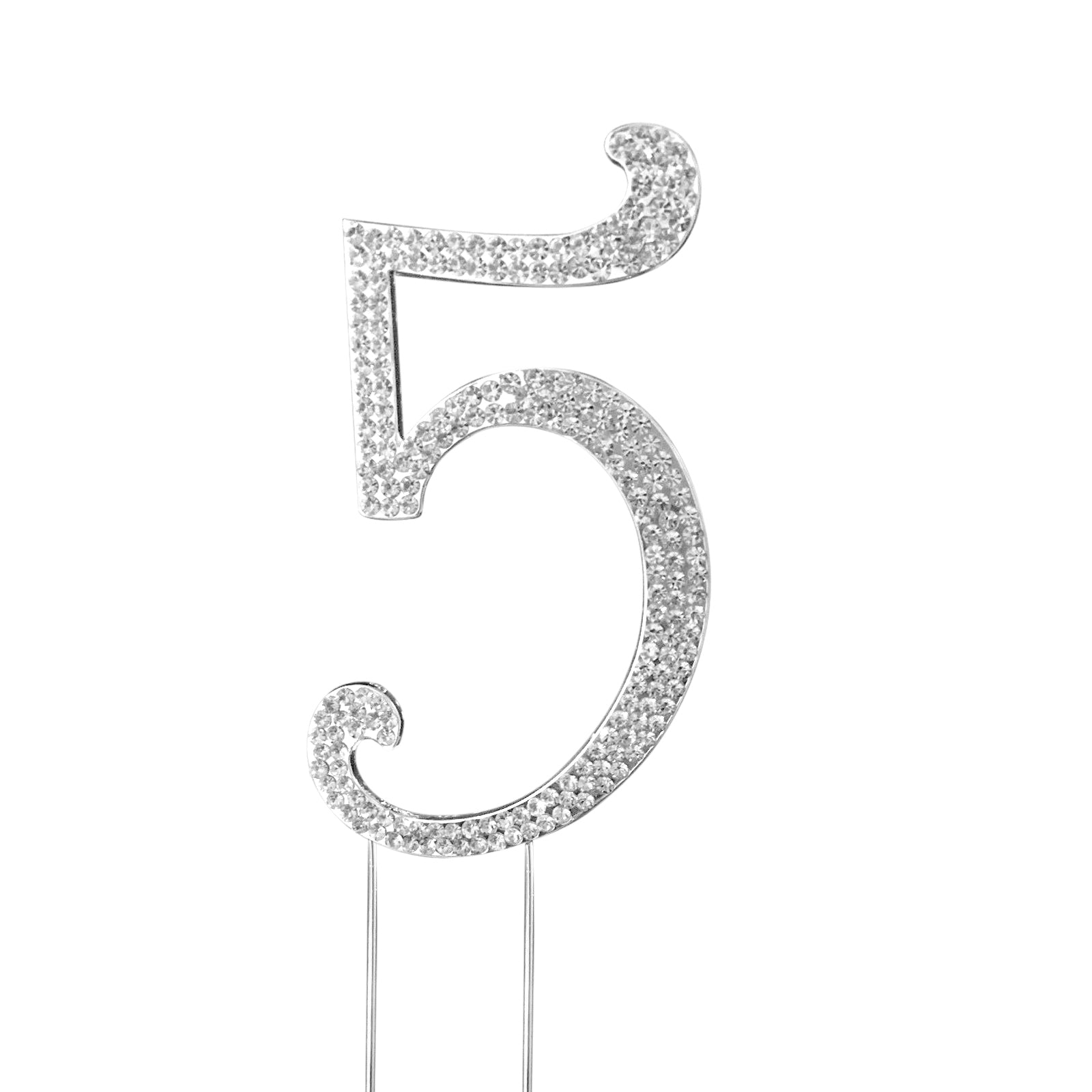 Rhinestone Cake Toppers Silver Monogram Letter and Number Design - Decorative Wedding Cake Decorations 2.5"