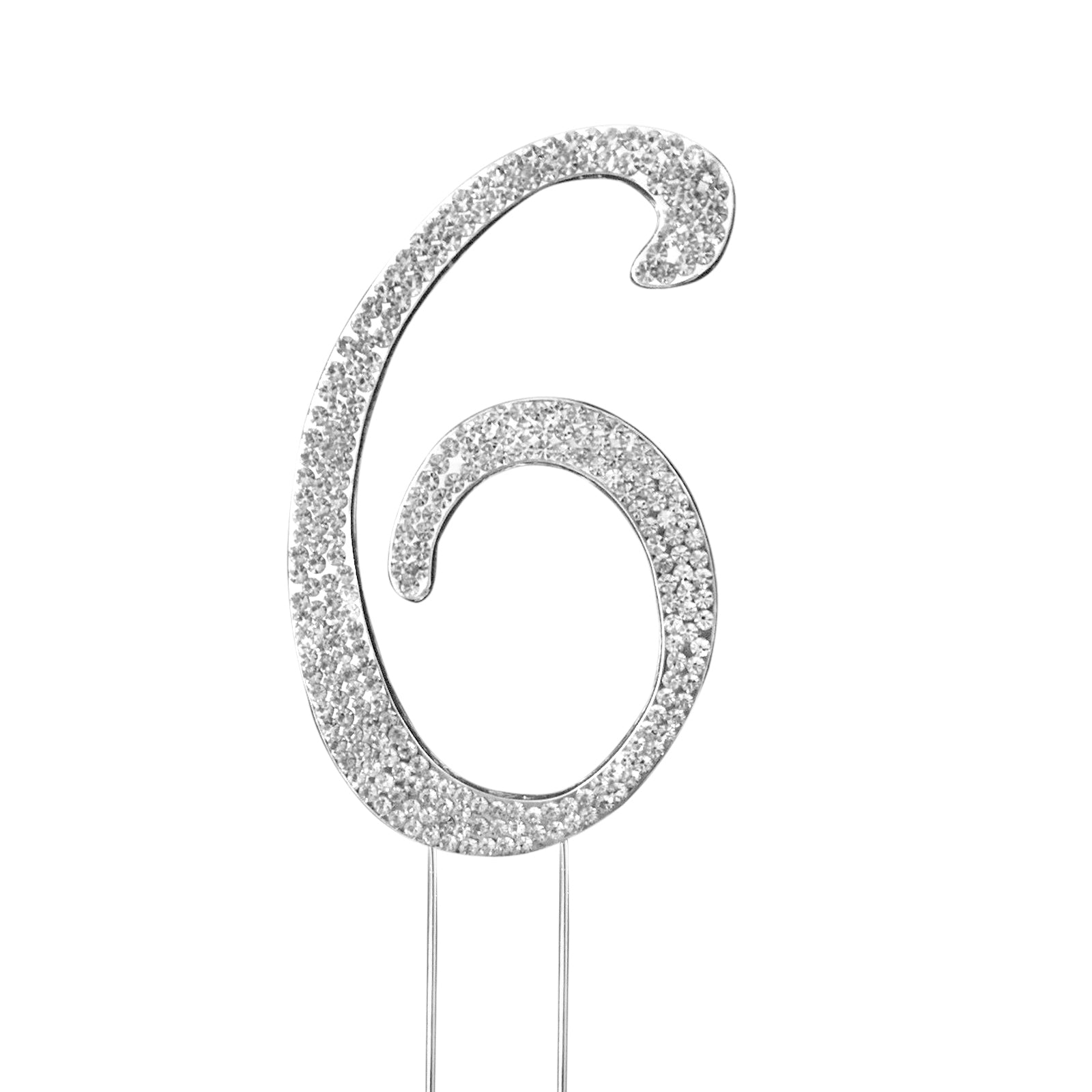 Rhinestone Cake Toppers Silver Monogram Letter and Number Design - Decorative Wedding Cake Decorations 2.5"