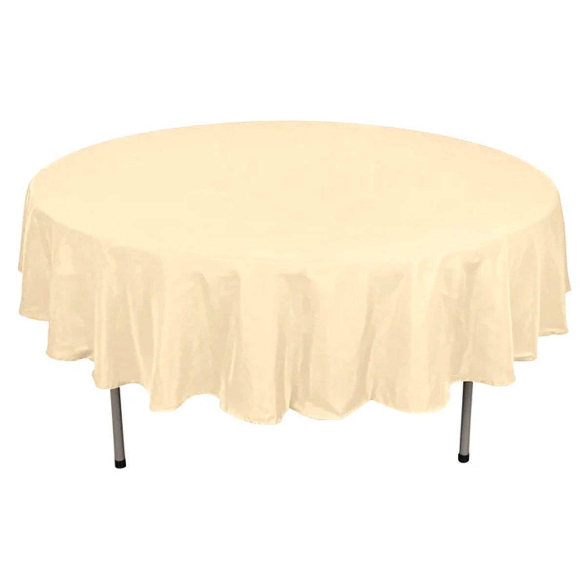 Polyester 90" Round Tablecloth Beige - Stain & Wrinkle-Resistant Table Cover