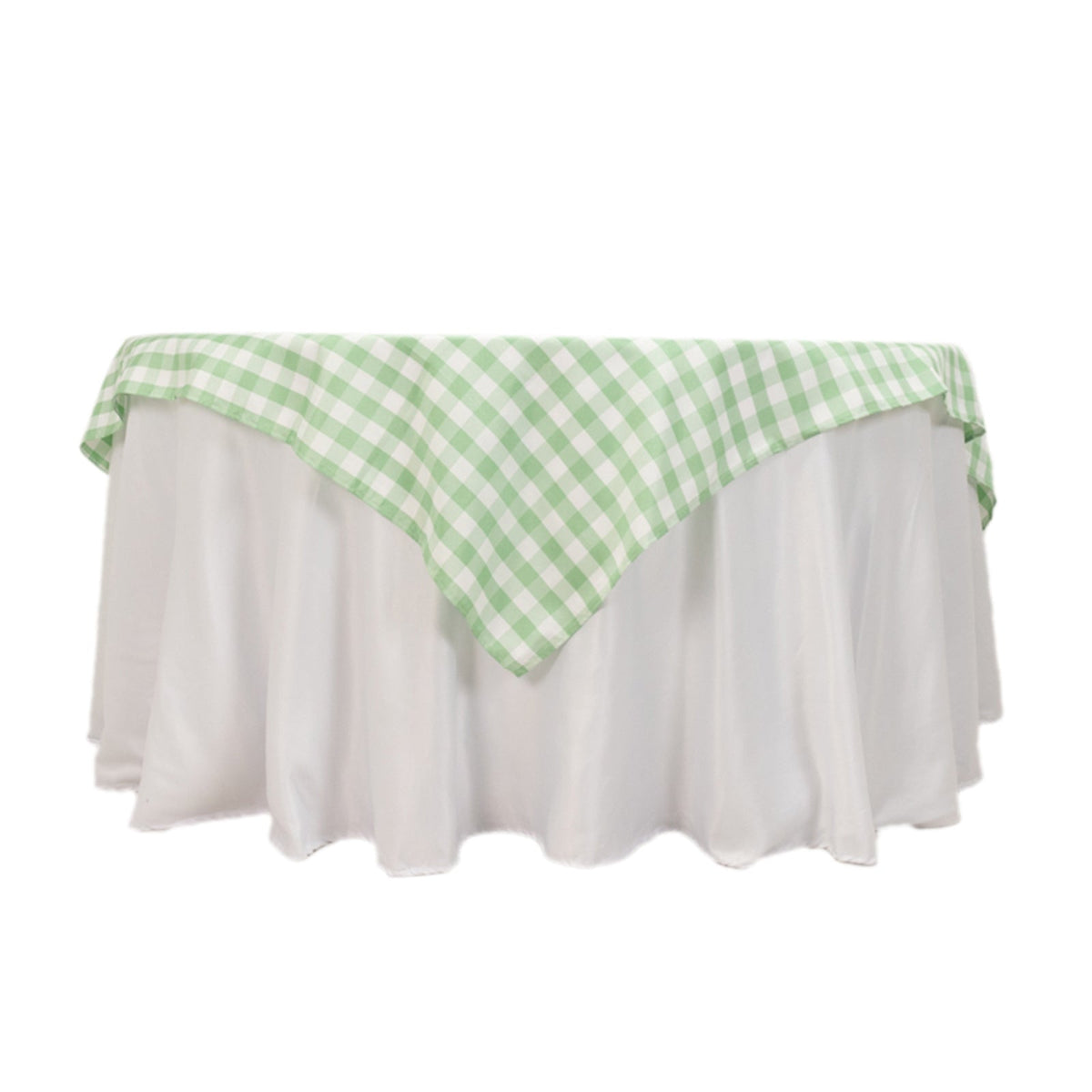Polyester 70"x70" Table Overlay Square Tablecloth White/Sage Green - Checkered Buffalo Plaid Table Topper