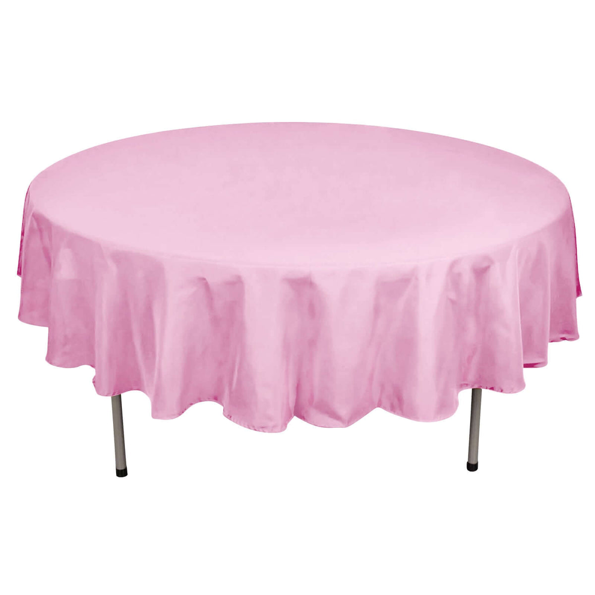 Polyester 90" Round Tablecloth Pink - Stain & Wrinkle-Resistant Table Cover