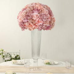Pre-Arranged Silk Rose Wedding Centerpiece, Blush Artificial Rose Flower Balls Arrangement Table Decor - 20"